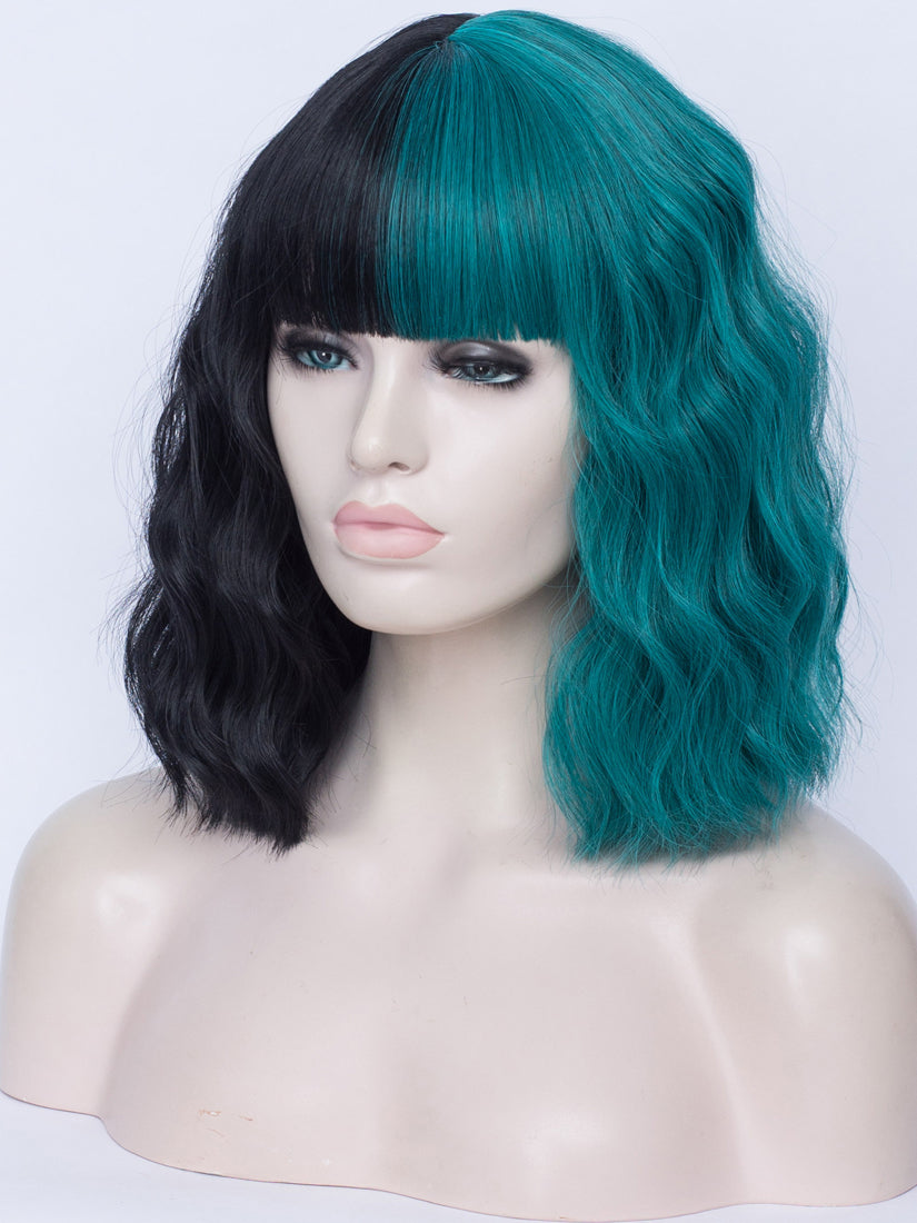 Half Black Half Green Regular Wig 739 diosawigs