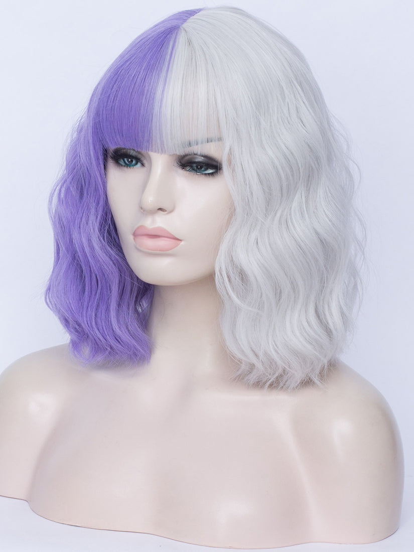 Half Purple Half White Regular Wig 744 diosawigs