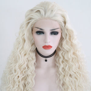 Light Blonde Curly Lace Front Wig 086