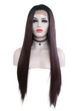 Load image into Gallery viewer, Rooted Wine Red Lace Front Wig 054