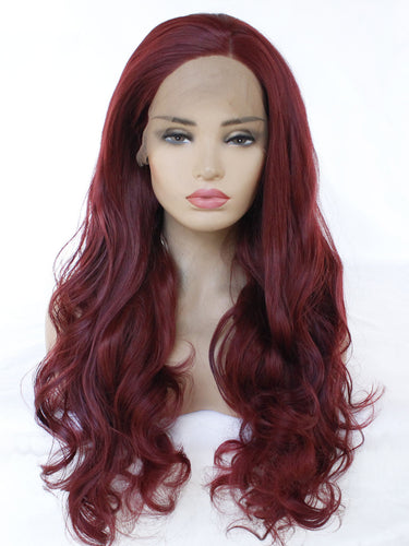 Sangria Red Wavy Lace Front Wig 603