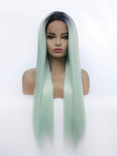 Rooted Light Green Lace Front Wig 615