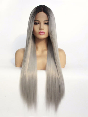 Rooted Gray Lace Front Wig 582