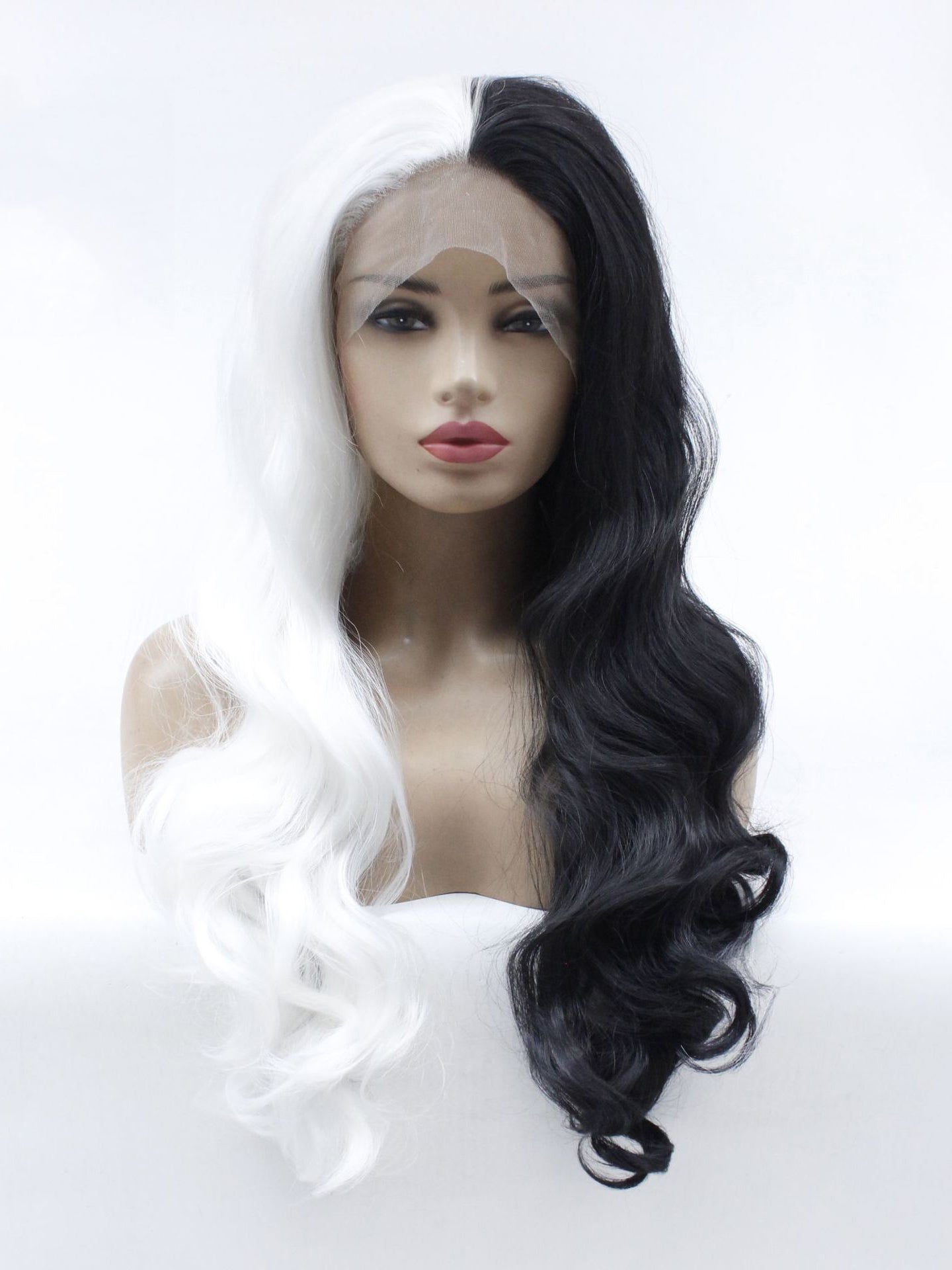 Half White Half Black Lace Front Wig 622 diosawigs