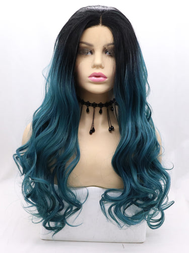 Aegean Blue Wavy Lace Front Wig 645