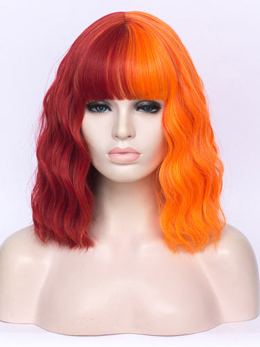 Half Red Half Orange Regular Wig 287