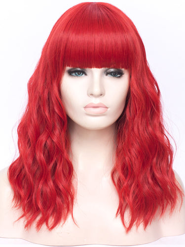 Noble Red Wavy Regular Wig 708