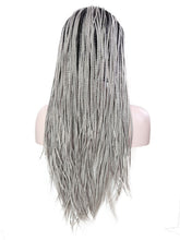 Load image into Gallery viewer, Black Root Grey Braided Lace Front Wig 092