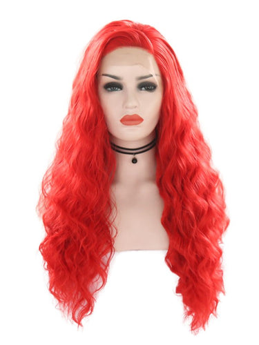 Hot Red Wavy Lace Front Wig 029