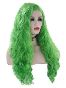 Mantis Green Wavy Lace Front Wig 005