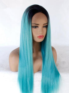 26" Rooted Blue Lace Front Wig 389