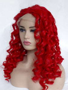 26“ Red Curly Lace Front Wig 550