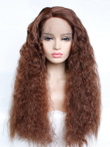 26'' Light Auburn Wavy Lace Front Wig 478