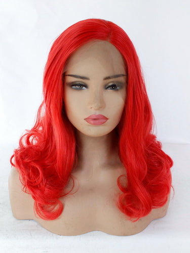 14” Hot Red Wavy Lace Front Wig 606