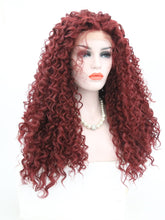 Load image into Gallery viewer, Wine Red Curly Lace Front Wig 122