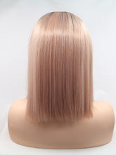 Load image into Gallery viewer, Rooted Rose Gold Blonde Bob Lace Front Wig 336