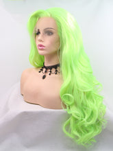 Load image into Gallery viewer, 26“ Light Spring Green Wavy Lace Front Wig 537
