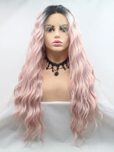 Load image into Gallery viewer, 26&quot; Rooted Light Pink Wavy Lace Front Wig 379