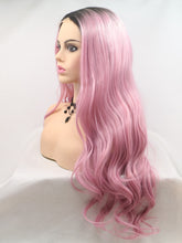 Load image into Gallery viewer, Black Root Sweet Pink Wavy Middle Lace Wig 194