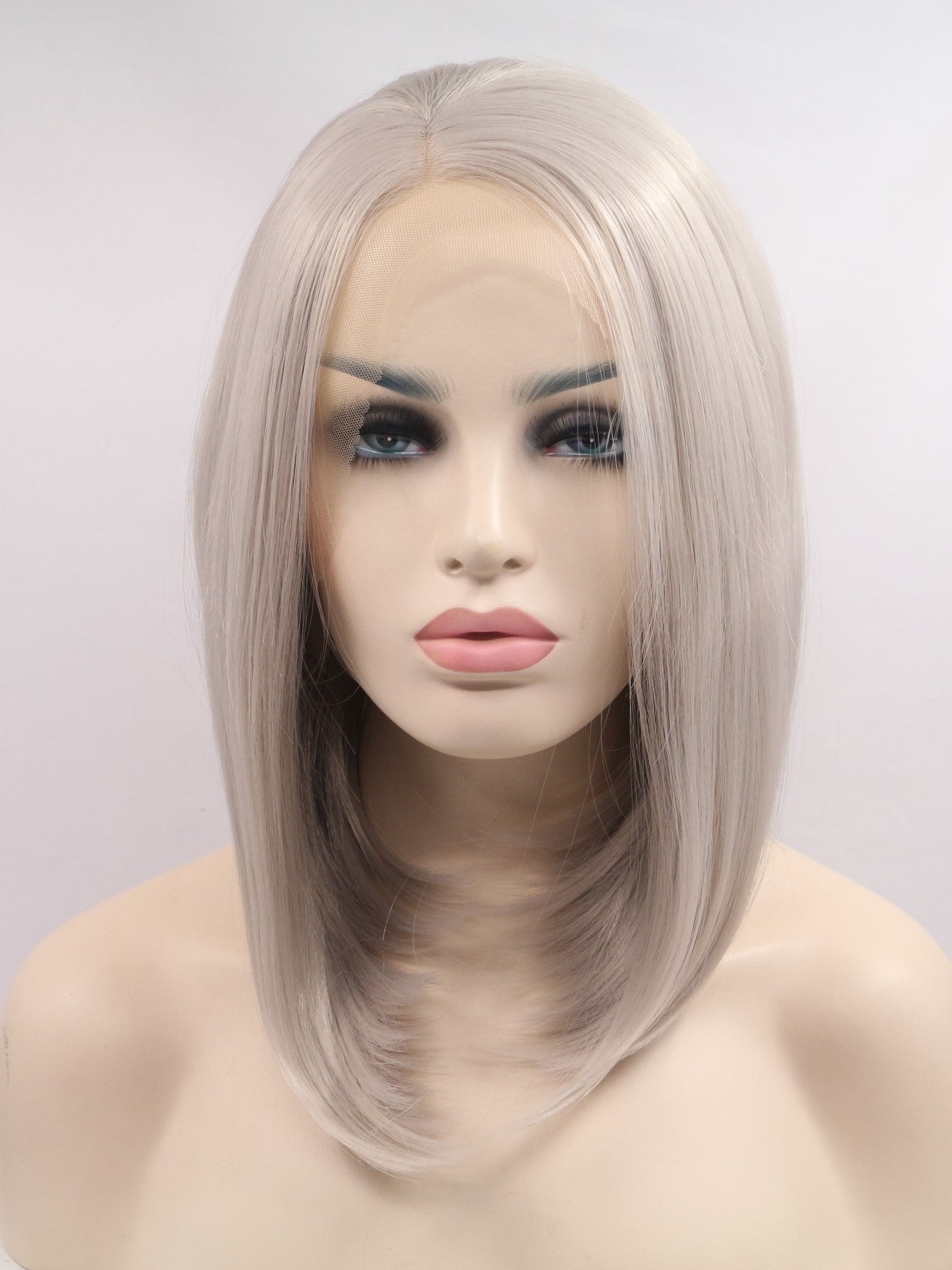 Light Grey Short Bob Lace Front Wig 316 diosawigs