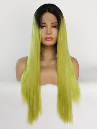 Rooted Mustard Green Lace Front Wig 521