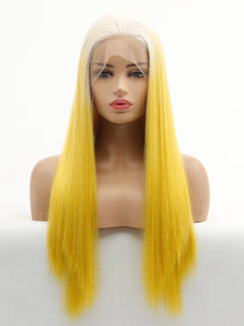 24" Rooted Yellow Lace Front Wig 513